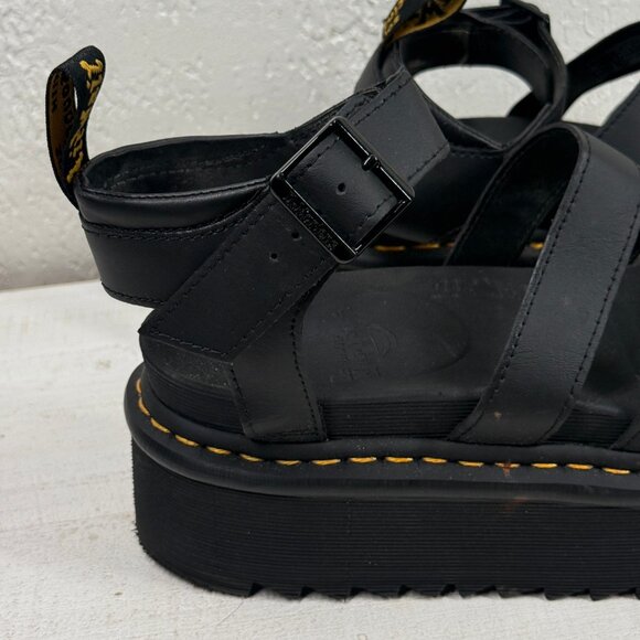 Dr. Martens Blaire Quad Platform Gladiator Sandals Black Hydro Leather Size 9 - Picture 7 of 13